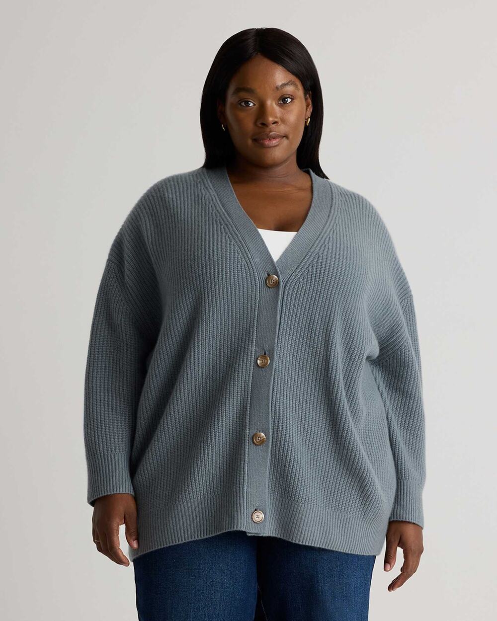 Quince Plus Size Mongolian Cashmere Oversized Boyfriend Cardigan Sweater 1X